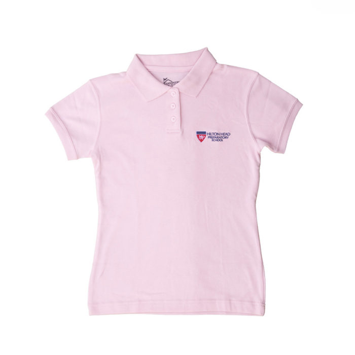 Pink Hilton Head Prep Girls Short Sleeve Fitted Interlock Polo