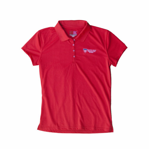 Red Hilton Head Prep Juniors Short Sleeve Moisture Wicking Polo
