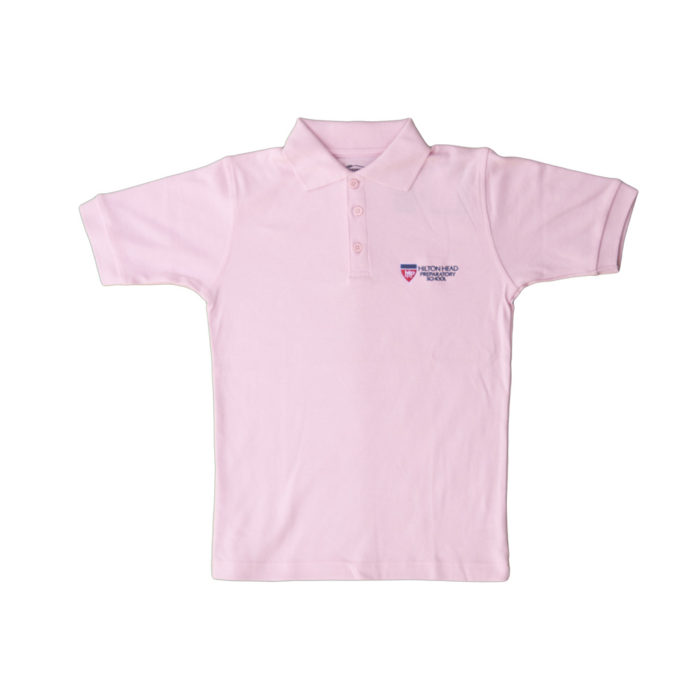 Pink Hilton Head Prep Youth Short Sleeve Unisex Interlock Polo