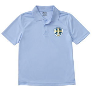 Hilton Head Christian Academy Youth Unisex Moisture-Wicking SS Polo Shirt Light Blue