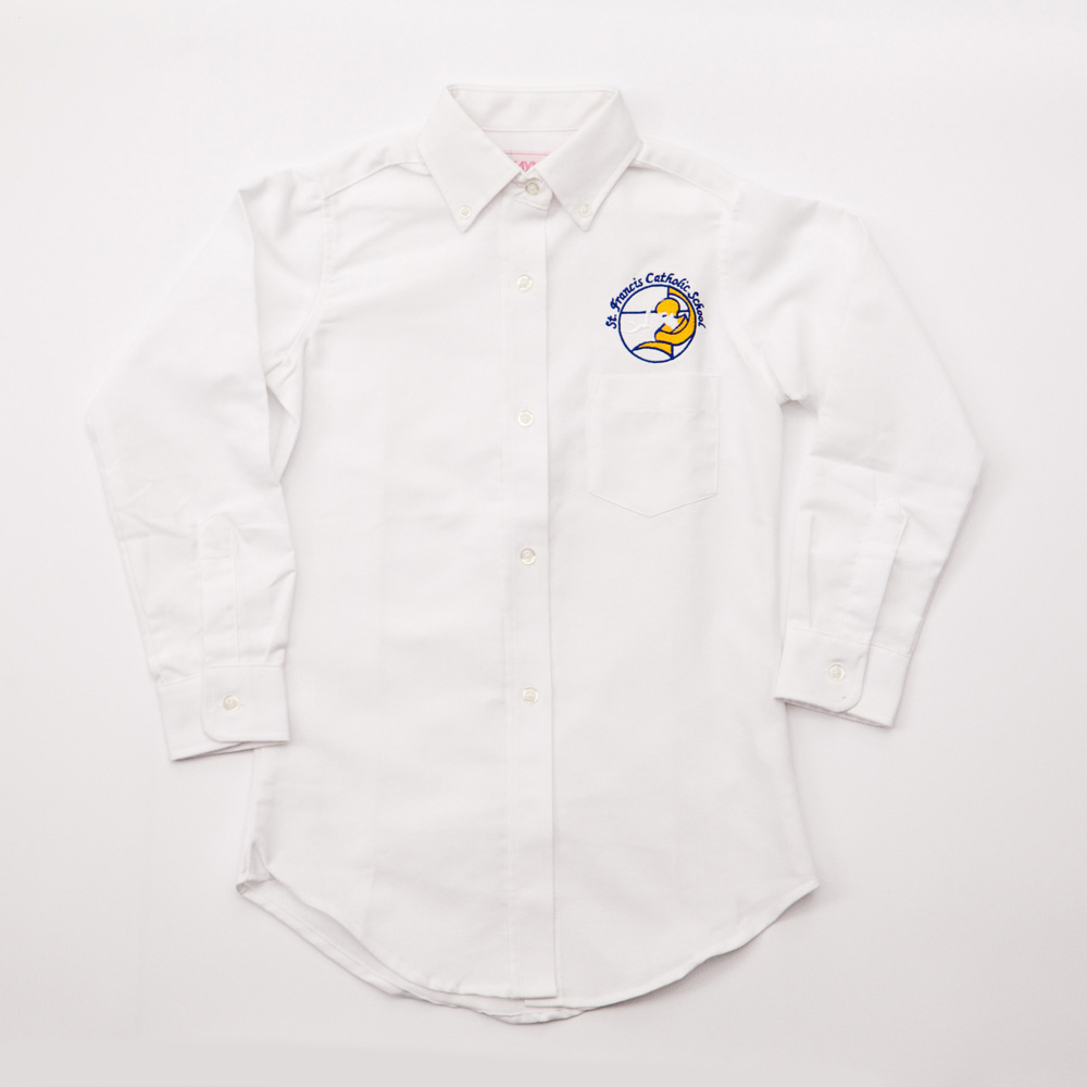 SFCS Girls Peter Pan Collar Long Sleeve Woven Shirt - Uniform Work and Sport